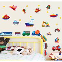 Adesivos de parede, desenhos animados, transportes, carros, trens, aviões