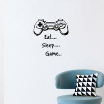 Adesivos de parede Eat Sleep Game Cartoon Controller PVC 57x43cm