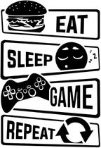 Adesivos de parede Eat Sleep Game Repeat Cartoon Controller Adesivos de parede Eat Sleep Game Repeat Cartoon Controller