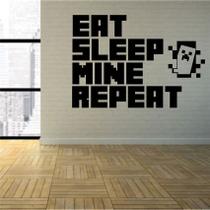 Adesivos de parede Eat Sleep Mine Repeat Pixel Style Cartoon Gami Adesivos de parede Eat Sleep Mine Repeat Pixel Style Cartoon Gami