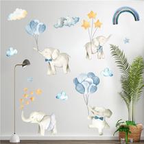 Adesivos de parede Elefante de desenho animado com balões para quarto de crianças Adesivos de parede Elefante de desenho animado com balões para quarto de crianças