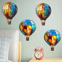 Adesivos de parede em PVC com balão de ar quente de vidro colorido para quarto de crianças