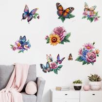 Adesivos de parede Flor colorida de girassol e borboleta