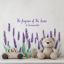 Adesivos de parede Flor de lavanda com citação inspiradora 25x70cm Adesivos de parede Flor de lavanda com citação inspiradora 25x70cm
