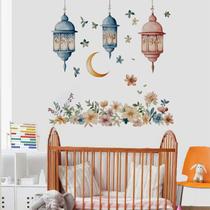 Adesivos de parede Floral Lantern Crescent Moon PVC 40x60cm