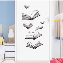 Adesivos de parede Flying Books em PVC preto e branco 30x60cm