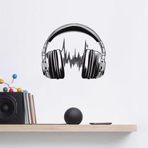 Adesivos de parede Fone de ouvido Sound Wave Design PVC 31x29 cm