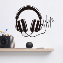 Adesivos de parede, fone de ouvido, tema musical, PVC, 39x46cm, Self-Adh