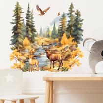 Adesivos de parede Forest Animal Deer Bear PVC 23x11cm Scenic R Adesivos de parede Forest Animal Deer Bear PVC 23x11cm Scenic R