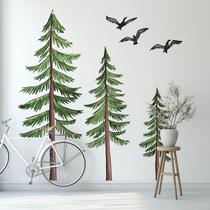 Adesivos de parede Forest Green Trees and Birds PVC 30x90cm