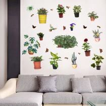 Adesivos de parede Fresh Mint Green Leaves Butterfly Bird PVC