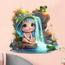 Adesivos de parede Frog Watching Girl Decalque de PVC 29,5 x 29,5 cm Adesivos de parede Frog Watching Girl Decalque de PVC 29,5 x 29,5 cm