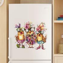 Adesivos de parede Funny Three Chickens Cartoon Birds com vidro