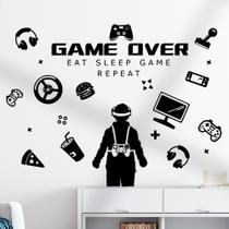 Adesivos de parede Game Over Eat Sleep Game Repeat PVC 30x90cm