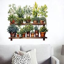 Adesivos de parede Green Plant Shelf PVC 30x60cm 2 folhas Adesivos de parede Green Plant Shelf PVC 30x60cm 2 folhas