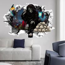 Adesivos de parede Halloween 3D Skull Grim Reaper PVC 60x40cm Adesivos de parede Halloween 3D Skull Grim Reaper PVC 60x40cm