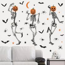 Adesivos de parede Halloween Dancing Skeleton Pumpkin Head Adesivos de parede Halloween Dancing Skeleton Pumpkin Head