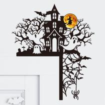 Adesivos de parede Halloween Haunted House Ghost Bat Spider Web