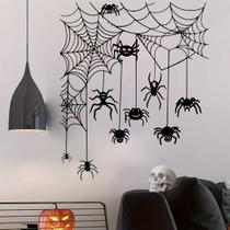 Adesivos de parede Halloween Spider Web PVC 25x29,5 cm à prova d'água Adesivos de parede Halloween Spider Web PVC 25x29,5 cm à prova d'água