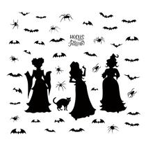 Adesivos de parede Halloween Witch Scary Bat Spider Cat PVC