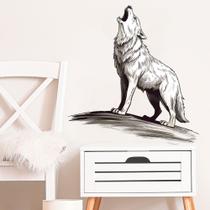 Adesivos de parede Howling Wolf Sketch Artwork Decalques 30x82cm