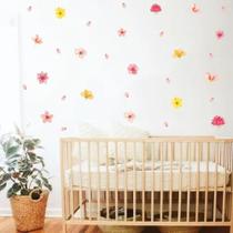 Adesivos De Parede Infantil Flores Aquarela Pétalas Menina