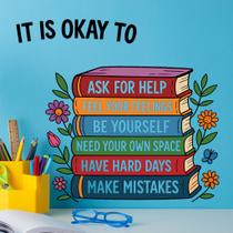 Adesivos de parede Inspirational Quote Book Stack Design 30x40cm