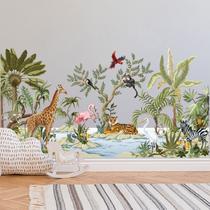 Adesivos de parede Jungle Safari Animal removíveis 58x110cm 4 folhas