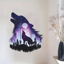 Adesivos de parede Moon Howling Wolf Night Sky Forest 30x90cm