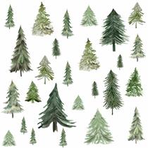 Adesivos de parede MOSITU Watercolor Pine Tree para quarto de crianças