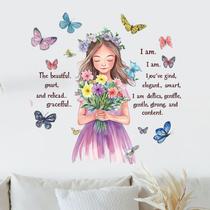 Adesivos de parede Motivational Butterfly Girl 40x60cm PVC