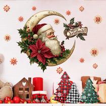 Adesivos de parede Natal Papai Noel na Lua PVC 39x40cm