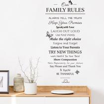 Adesivos de parede Our Family Rules PVC Inspirational 30x60cm