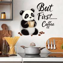 Adesivos de parede Panda Coffee Time PVC 30x40cm para cozinha Adesivos de parede Panda Coffee Time PVC 30x40cm para cozinha