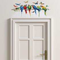 Adesivos de parede Papagaio colorido com design de galhos de borboletas