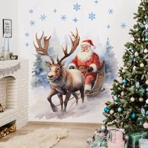 Adesivos de parede Papai Noel com renas Christmas Sleigh Rid Adesivos de parede Papai Noel com renas Christmas Sleigh Rid