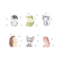 Adesivos De Parede Para Quarto De Bebê, 6 Peças, Desenhos Animados, Raposa, Urso, Cervo, Coelho,