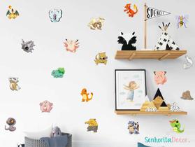 adesivos de parede pokémon miniaturas quarto infantil Pikachu desenhos meninos