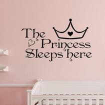 Adesivos de parede Princess The Princess Sleeps Here com coroa Adesivos de parede Princess The Princess Sleeps Here com coroa