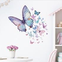 Adesivos de parede Purple Butterfly Aesthetic Cartoon PVC 47x40cm
