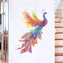 Adesivos de parede Rainbow Peacock PVC Laser Foil Gold 40x58cm