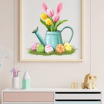 Adesivos de parede Regador de Páscoa com tulipas e ovos de Páscoa