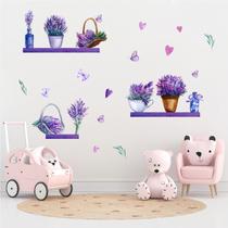 Adesivos de parede Romantic Lavanda e Borboleta Purple Floral