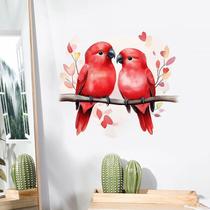 Adesivos de parede Romantic Love Birds Red Parrot Pair 30x30cm