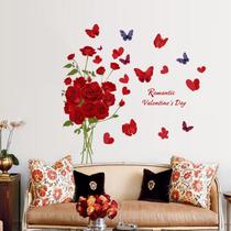 Adesivos de parede Romantic Red Rose Dia dos Namorados 60x90cm