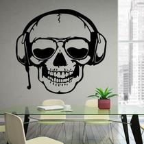 Adesivos de parede Skull Headphone Music Style PVC 61x57cm Adesivos de parede Skull Headphone Music Style PVC 61x57cm