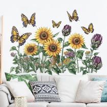 Adesivos de parede Sunflower Cluster com borboletas 24x70cm 2 folhas