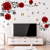 Adesivos de parede Supzone Red Rose DIY Vinyl Mural Art