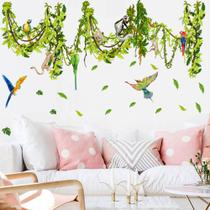 Adesivos de parede Tropical Rainforest Monkey Parrot Vine 29x90cm