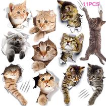 Adesivos de parede TTSAM 3D removíveis Cartoon Animal Cats x11 Adesivos de parede TTSAM 3D removíveis Cartoon Animal Cats x11
